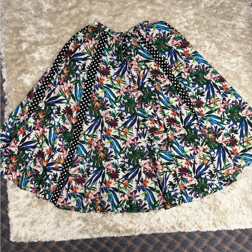 Tropical Floral A-Line Pleated Flowy Vacation Maxi Circle Skirt,Small, Like new - Picture 3 of 8